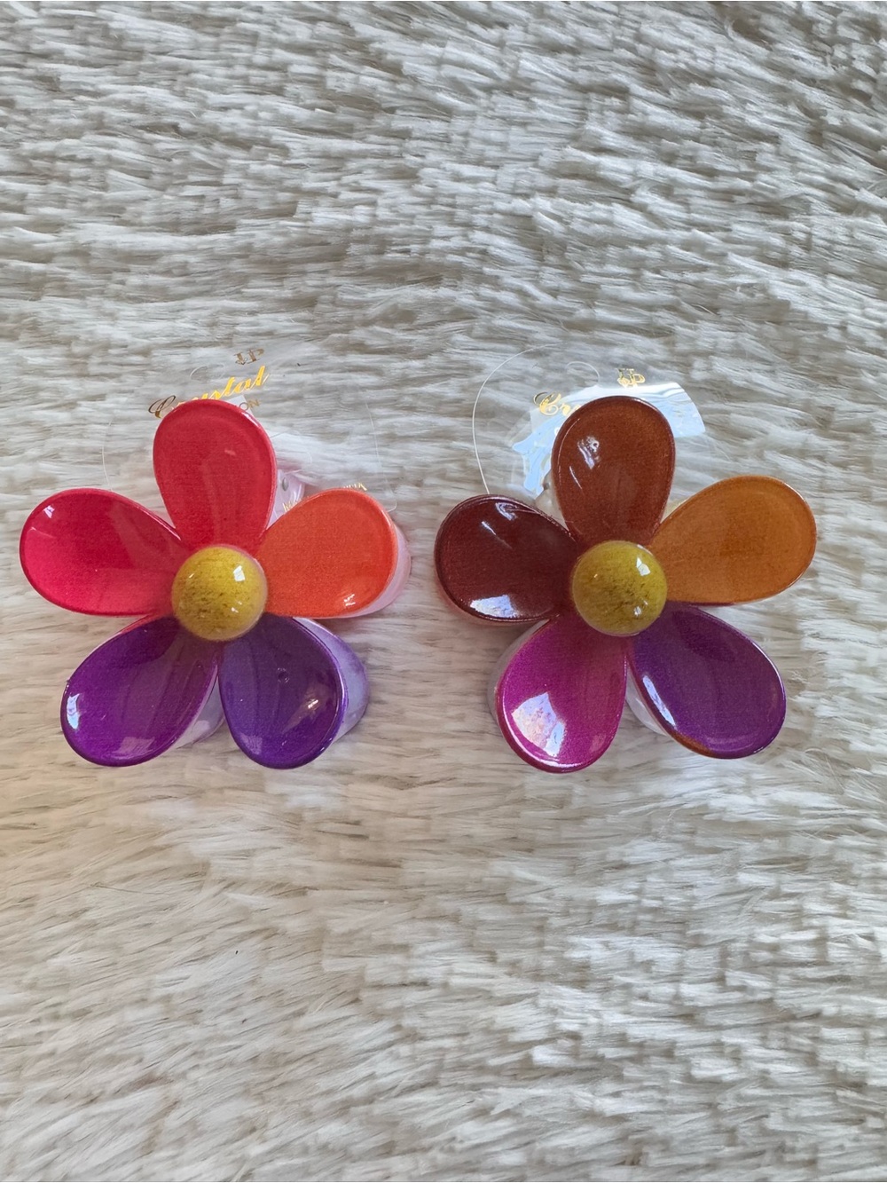 Large Colorful Flower set of 2  - Multicolor hair clips claws